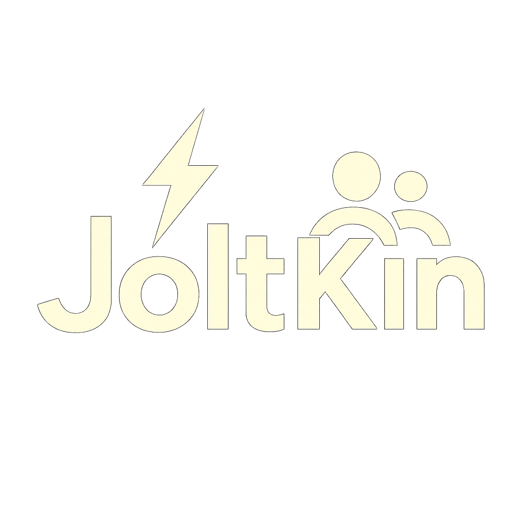JoltKin Logo with red glow effect